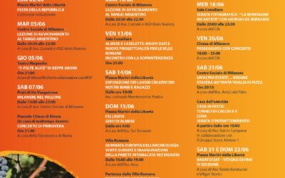 Calendario estivo 01/06 a 21/06