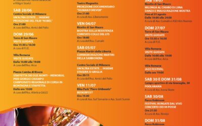 Calendario estivo 23/06 a 31/08